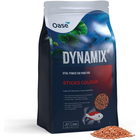 OASE Dynamix Sticks Colour 20 L, Fish Food, Pond Fish Food, Brilliance and Intense Colour for Red Fish, Even Growth, Iridescent Colours, Natural Pigments from Shrimp Flour OASE Dynamix Sticks Colour 20 L, Fish Food, Pond Fish Food, Brilliance and Intense Colour for Red Fish, Even Growth, Iridescent Colours, Natural Pigments from Shrimp Flour