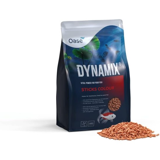 OASE Dynamix Sticks Colour 20 L, Fish Food, Pond Fish Food, Brilliance and Intense Colour for Red Fish, Even Growth, Iridescent Colours, Natural Pigments from Shrimp Flour OASE Dynamix Sticks Colour 20 L, Fish Food, Pond Fish Food, Brilliance and Intense Colour for Red Fish, Even Growth, Iridescent Colours, Natural Pigments from Shrimp Flour