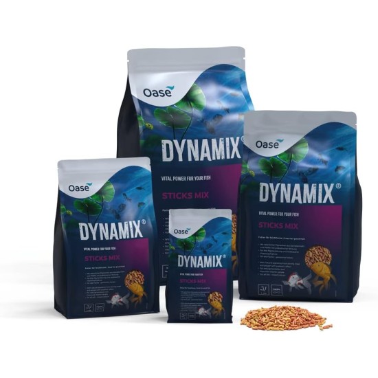 OASE Dynamix Sticks Mix 20 L, Fish Food, Pond Fish Food, Ideal for Mixed Keeping of Natural and Red Coloured Fish, Even Growth, Iridescent Colours, Improved Vitamin Absorption OASE Dynamix Sticks Mix 20 L, Fish Food, Pond Fish Food, Ideal for Mixed Keeping of Natural and Red Coloured Fish, Even Growth, Iridescent Colours, Improved Vitamin Absorption