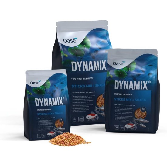 OASE Dynamix Sticks Mix Plus Snack 8 L Pond Fish Food with Gammarus Treat, Supports Dandruff, Ideal for Mixed Keeping of Natural and Red-Coloured Fish OASE Dynamix Sticks Mix Plus Snack 8 L Pond Fish Food with Gammarus Treat, Supports Dandruff, Ideal for Mixed Keeping of Natural and Red-Coloured Fish