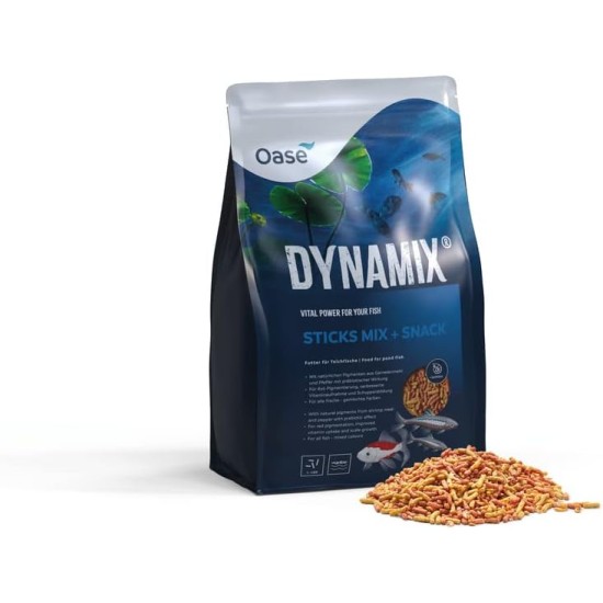 OASE Dynamix Sticks Mix Plus Snack 8 L Pond Fish Food with Gammarus Treat, Supports Dandruff, Ideal for Mixed Keeping of Natural and Red-Coloured Fish OASE Dynamix Sticks Mix Plus Snack 8 L Pond Fish Food with Gammarus Treat, Supports Dandruff, Ideal for Mixed Keeping of Natural and Red-Coloured Fish