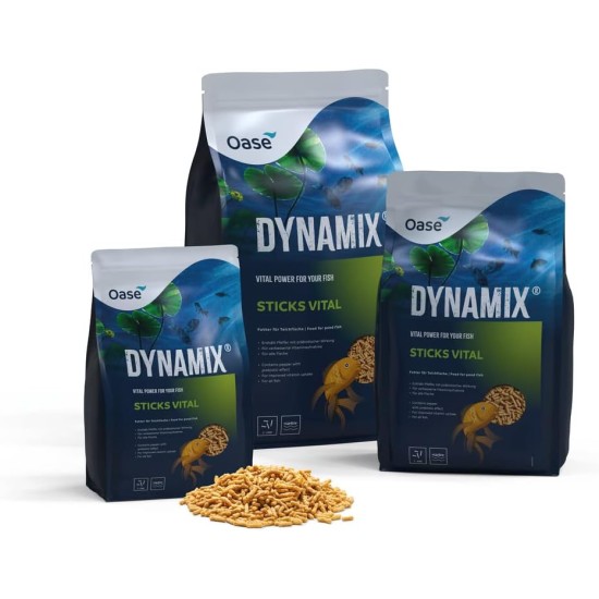 OASE Dynamix Sticks Vital 4 L, Fish Food, Pond Fish Food, Complete Food, Rich Pond Sticks with Vitamins and Minerals, Even Growth, Iridescent Colours OASE Dynamix Sticks Vital 4 L, Fish Food, Pond Fish Food, Complete Food, Rich Pond Sticks with Vitamins and Minerals, Even Growth, Iridescent Colours