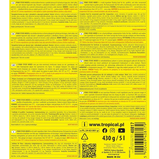 Pond Pellet Mix 3.3 L / 462 g - Food for Koi & Goldfish - Tropical Pellet Food for Ornamental Fish in Garden Pond - Colour-Promoting & with Reduced Phosphorus Content Pond Pellet Mix 3.3 L / 462 g - Food for Koi & Goldfish - Tropical Pellet Food for Ornamental Fish in Garden Pond - Colour-Promoting & with Reduced Phosphorus Content