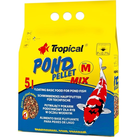 Pond Pellet Mix Size M 5L / 550g - Floating Pond Fish Food Pellets for Goldfish, Koi and All Cold Water Fish Pond Pellet Mix Size M 5L / 550g - Floating Pond Fish Food Pellets for Goldfish, Koi and All Cold Water Fish