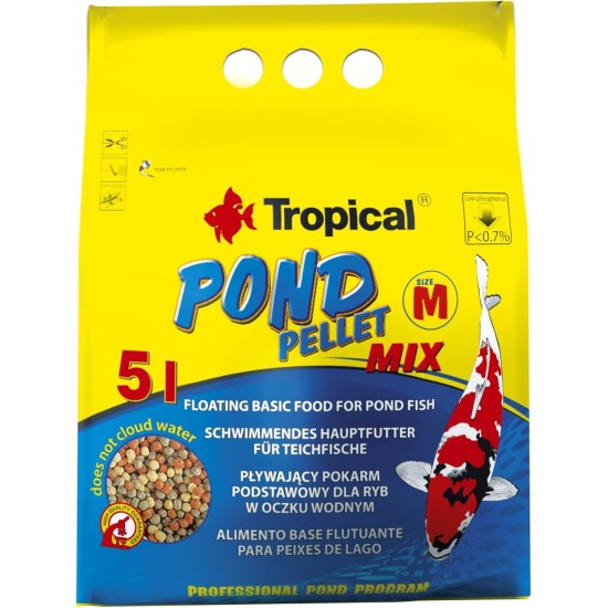 Pond Pellet Mix Size M 5L / 550g - Floating Pond Fish Food Pellets for Goldfish, Koi and All Cold Water Fish Pond Pellet Mix Size M 5L / 550g - Floating Pond Fish Food Pellets for Goldfish, Koi and All Cold Water Fish