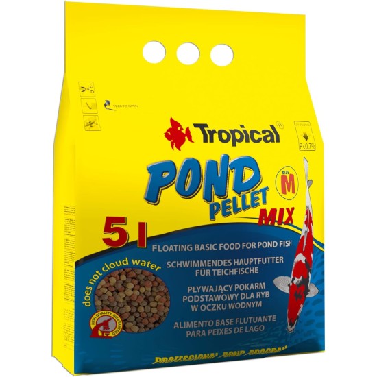 Pond Pellet Mix Size M 5L / 550g - Floating Pond Fish Food Pellets for Goldfish, Koi and All Cold Water Fish Pond Pellet Mix Size M 5L / 550g - Floating Pond Fish Food Pellets for Goldfish, Koi and All Cold Water Fish
