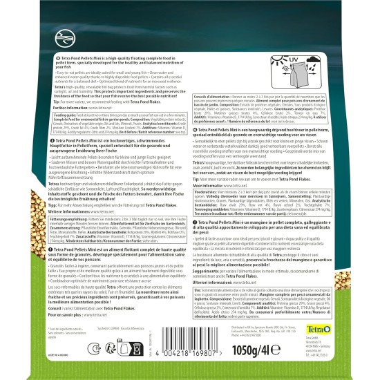 Tetra Pond Pellets Mini, Complete Fish Food for Smaller Pond Fish, 1 Litre Tetra Pond Pellets Mini, Complete Fish Food for Smaller Pond Fish, 1 Litre