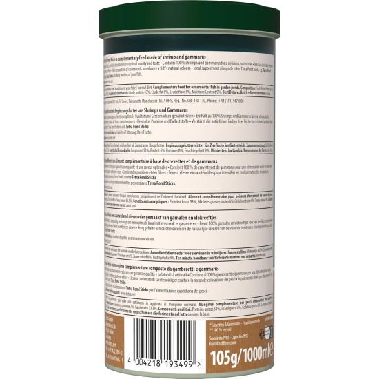 Tetra Pond Shrimp Mix, Natural Food Snack with Shrimps and Gammarus for All Pond Fish, 1 Litre Tetra Pond Shrimp Mix, Natural Food Snack with Shrimps and Gammarus for All Pond Fish, 1 Litre