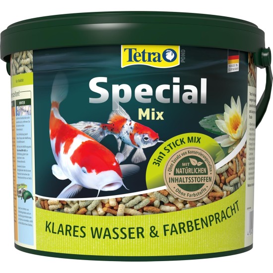 Tetra Pond Special Mix - Fish Food Mix for All Pond Fish Consisting of Three Different Sticks, for Healthy Growth and a Strengthened Immune System, 5 L Bucket Tetra Pond Special Mix - Fish Food Mix for All Pond Fish Consisting of Three Different Sticks, for Healthy Growth and a Strengthened Immune System, 5 L Bucket