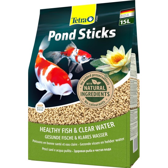 Tetra Pond Sticks Fish Food for All Pond Fish, Supports Healthy Fish and Clear Water in the Pond, 10 L Bucket Tetra Pond Sticks Fish Food for All Pond Fish, Supports Healthy Fish and Clear Water in the Pond, 10 L Bucket