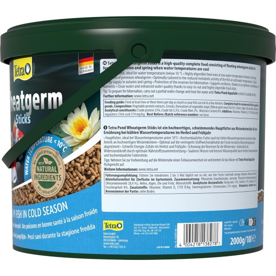 Tetra Pond Wheat Germ Sticks, Pond Fish Food Specially Formulated for Cold Weather Feeding, 7 Litre Tetra Pond Wheat Germ Sticks, Pond Fish Food Specially Formulated for Cold Weather Feeding, 7 Litre