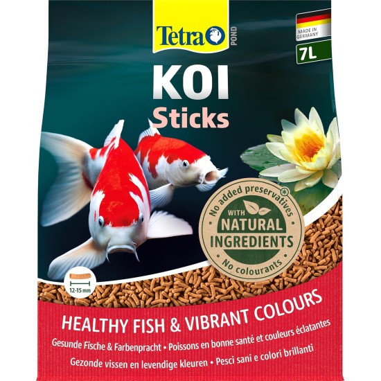 Tetra Pond koi sticks - koi food for colourful fish and improved water quality, various sizes and variants. Tetra Pond koi sticks - koi food for colourful fish and improved water quality, various sizes and variants.