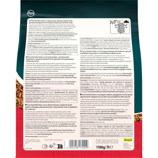 Tetra Pond koi sticks - koi food for colourful fish and improved water quality, various sizes and variants. Tetra Pond koi sticks - koi food for colourful fish and improved water quality, various sizes and variants.