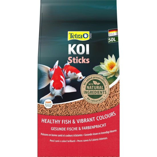 Tetra Pond koi sticks - koi food for colourful fish and improved water quality, various sizes and variants. Tetra Pond koi sticks - koi food for colourful fish and improved water quality, various sizes and variants.