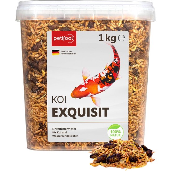 petifool Koi Exquisit, 1 kg, dried feed mix, for turtles and fish, mix of silkworms, shrimps and Gammarus, natural feed petifool Koi Exquisit, 1 kg, dried feed mix, for turtles and fish, mix of silkworms, shrimps and Gammarus, natural feed
