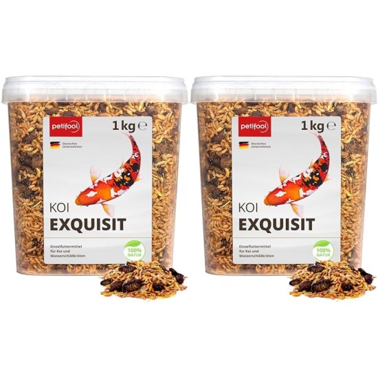 petifool Koi Exquisit, 1 kg, dried feed mix, for turtles and fish, mix of silkworms, shrimps and Gammarus, natural feed petifool Koi Exquisit, 1 kg, dried feed mix, for turtles and fish, mix of silkworms, shrimps and Gammarus, natural feed