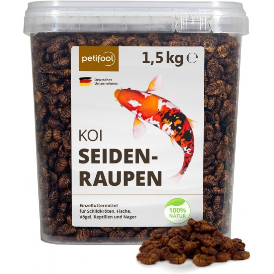 petifool Koi silkworms, 1.5 kg, dried silkworms, healthy insect snack for turtles, fish, birds, reptiles and rodents petifool Koi silkworms, 1.5 kg, dried silkworms, healthy insect snack for turtles, fish, birds, reptiles and rodents