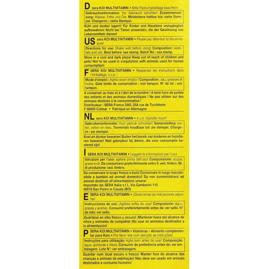 sera Koi Multi-Vitamin Complementary Feed, 100 ml sera Koi Multi-Vitamin Complementary Feed, 100 ml