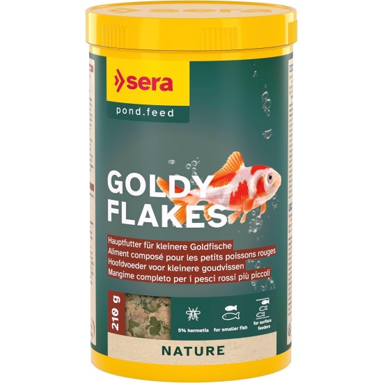 sera Goldy Nature The Natural Coldwater Fish Flake Food for Smaller No Artificial Colours or Preservatives sera Goldy Nature The Natural Coldwater Fish Flake Food for Smaller No Artificial Colours or Preservatives