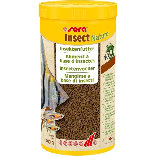 sera Insect Nature (1.5 mm) 1000 ml - 100% Protein from Sustainable Source - Sustainable Insect Flour as Protein Source or Fish Food for Aquarium, Granules, No Colourants and Preservatives sera Insect Nature (1.5 mm) 1000 ml - 100% Protein from Sustainable Source - Sustainable Insect Flour as Protein Source or Fish Food for Aquarium, Granules, No Colourants and Preservatives
