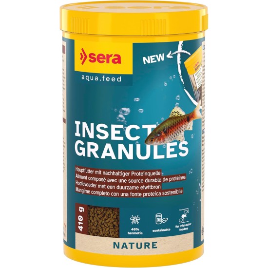 sera Insect Nature (1.5 mm) 1000 ml - 100% Protein from Sustainable Source - Sustainable Insect Flour as Protein Source or Fish Food for Aquarium, Granules, No Colourants and Preservatives sera Insect Nature (1.5 mm) 1000 ml - 100% Protein from Sustainable Source - Sustainable Insect Flour as Protein Source or Fish Food for Aquarium, Granules, No Colourants and Preservatives