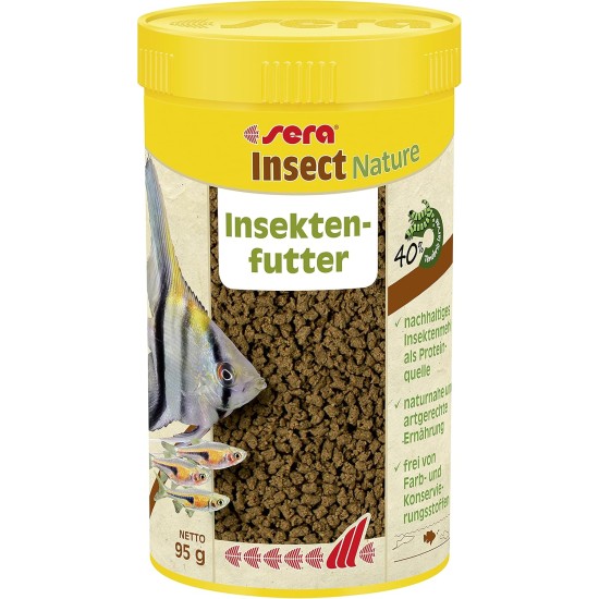 sera Insect Nature 1.5 mm 250 ml - 100% Protein from Sustainable Source - Sustainable Insect Flour as Protein Source or Fish Food for Aquarium, Granules, No Colourants and Preservatives sera Insect Nature 1.5 mm 250 ml - 100% Protein from Sustainable Source - Sustainable Insect Flour as Protein Source or Fish Food for Aquarium, Granules, No Colourants and Preservatives