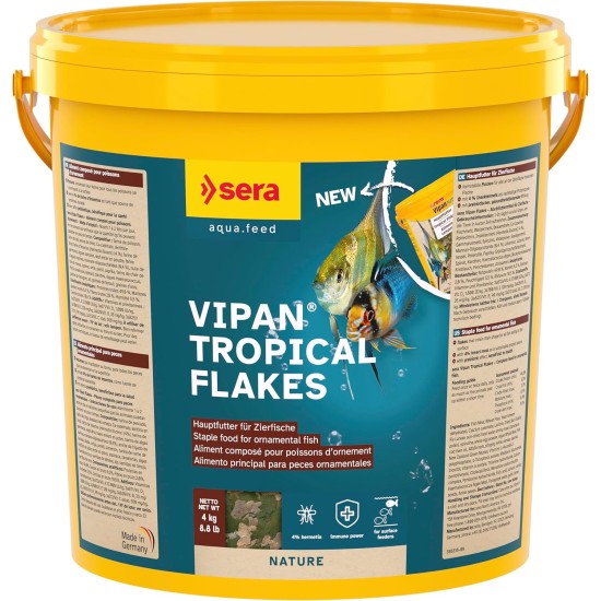 sera Vipan Nature 21 L (4 kg) Staple Food with 4% Insect Flour and Prebiotic Effect, Flake Food for Aquarium, Fish Food with Very High Usability and Thus Less Algae sera Vipan Nature 21 L (4 kg) Staple Food with 4% Insect Flour and Prebiotic Effect, Flake Food for Aquarium, Fish Food with Very High Usability and Thus Less Algae