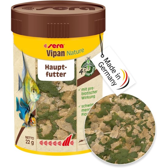 sera Vipan Nature 21 L (4 kg) Staple Food with 4% Insect Flour and Prebiotic Effect, Flake Food for Aquarium, Fish Food with Very High Usability and Thus Less Algae sera Vipan Nature 21 L (4 kg) Staple Food with 4% Insect Flour and Prebiotic Effect, Flake Food for Aquarium, Fish Food with Very High Usability and Thus Less Algae