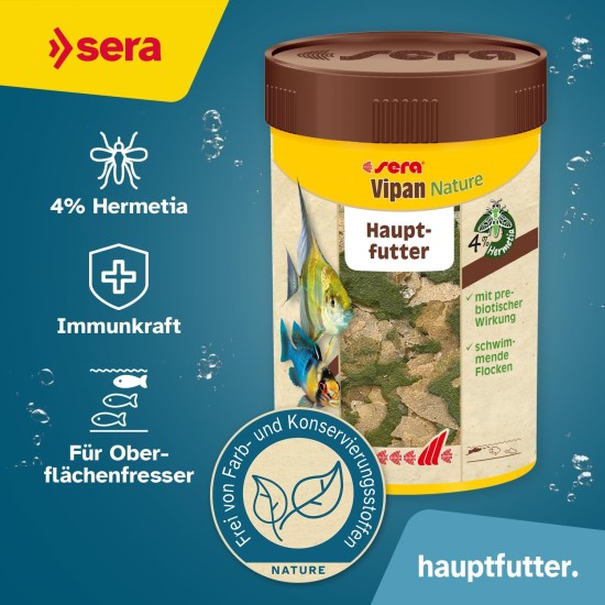 sera Vipan Nature 21 L (4 kg) Staple Food with 4% Insect Flour and Prebiotic Effect, Flake Food for Aquarium, Fish Food with Very High Usability and Thus Less Algae sera Vipan Nature 21 L (4 kg) Staple Food with 4% Insect Flour and Prebiotic Effect, Flake Food for Aquarium, Fish Food with Very High Usability and Thus Less Algae