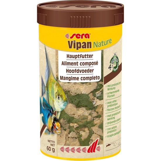 sera Vipan Nature 21 L (4 kg) Staple Food with 4% Insect Flour and Prebiotic Effect, Flake Food for Aquarium, Fish Food with Very High Usability and Thus Less Algae sera Vipan Nature 21 L (4 kg) Staple Food with 4% Insect Flour and Prebiotic Effect, Flake Food for Aquarium, Fish Food with Very High Usability and Thus Less Algae