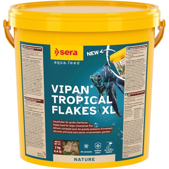 sera Vipan Nature Large Flake 10 L (2 kg) XL Staple Food with 4% Insect Flour and Prebiotic Effect, Flake Food for Aquarium, Fish Food with Very High Usability, Therefore Less Algae sera Vipan Nature Large Flake 10 L (2 kg) XL Staple Food with 4% Insect Flour and Prebiotic Effect, Flake Food for Aquarium, Fish Food with Very High Usability, Therefore Less Algae