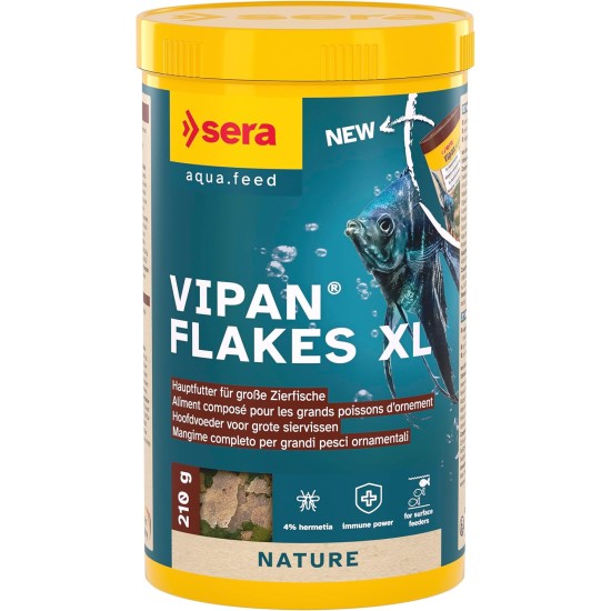 sera Vipan Nature Large Flake 10 L (2 kg) XL Staple Food with 4% Insect Flour and Prebiotic Effect, Flake Food for Aquarium, Fish Food with Very High Usability, Therefore Less Algae sera Vipan Nature Large Flake 10 L (2 kg) XL Staple Food with 4% Insect Flour and Prebiotic Effect, Flake Food for Aquarium, Fish Food with Very High Usability, Therefore Less Algae