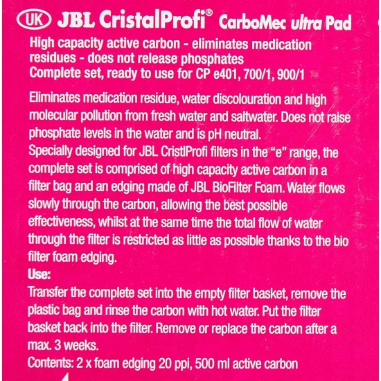 JBL Carbomec activ, High performance activated carbon for freshwater aquariums JBL Carbomec activ, High performance activated carbon for freshwater aquariums