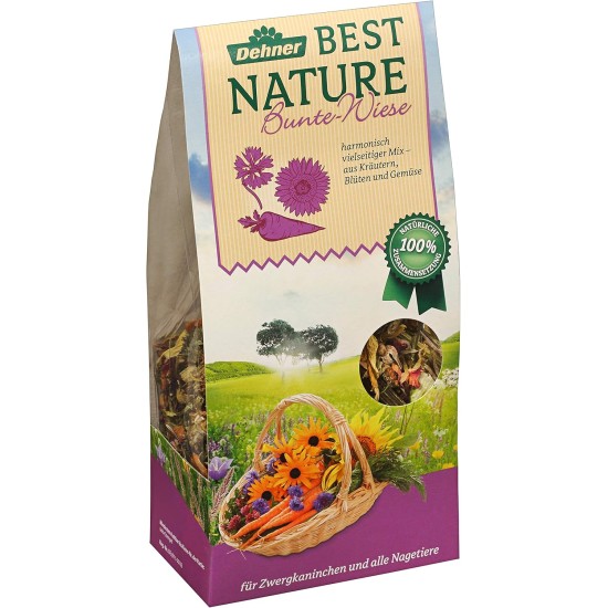 Dehner Best Nature 100% Natural Rodent Snack for Dwarf Rabbits Rodents Mix of Herbs Flowers Vegetables 175g Dehner Best Nature 100% Natural Rodent Snack for Dwarf Rabbits Rodents Mix of Herbs Flowers Vegetables 175g