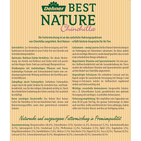 Dehner Best Nature Adult Rodent Food, Chinchilla Food, 2 kg Dehner Best Nature Adult Rodent Food, Chinchilla Food, 2 kg