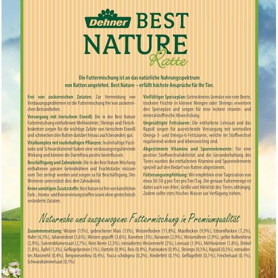 Dehner Best Nature Adult Rodent Food, Guinea Pig Food Pellets, 3 kg Dehner Best Nature Adult Rodent Food, Guinea Pig Food Pellets, 3 kg