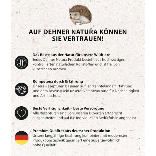 Dehner Natura Premium Hedgehog Food, Hedgehog Mix, Complete Food for Hedgehogs, High-Protein / Grain-Free / Natural Nutrition, 2 kg Dehner Natura Premium Hedgehog Food, Hedgehog Mix, Complete Food for Hedgehogs, High-Protein / Grain-Free / Natural Nutrition, 2 kg