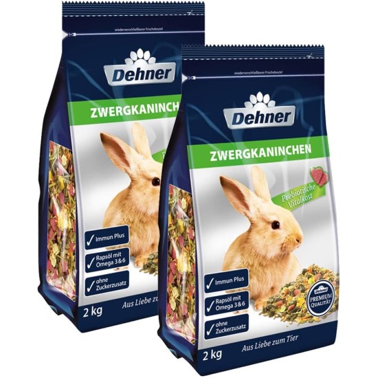 Dehner Premium Dwarf Rabbit Food (2 x 2kg (4kg) Dehner Premium Dwarf Rabbit Food (2 x 2kg (4kg)