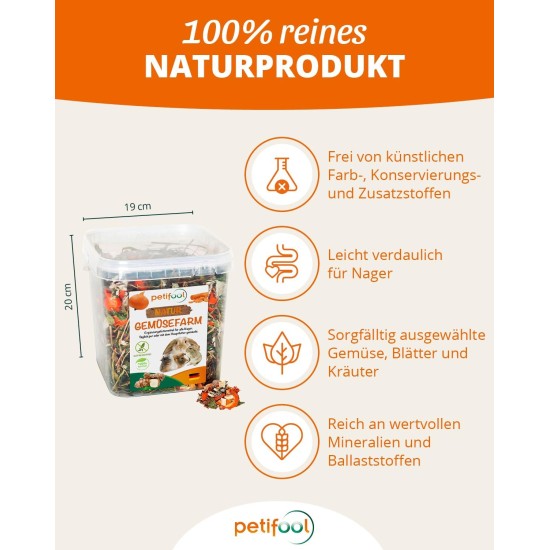 Gemüsefarm (vegetable farm), 500 g, supplementary feed for rodents, natural rodent feed for rabbits, guinea pigs, hamsters, chinchilla & more, no artificial additives, 100% natural, species-appropriate feed Gemüsefarm (vegetable farm), 500 g, supplementary feed for rodents, natural rodent feed for rabbits, guinea pigs, hamsters, chinchilla & more, no artificial additives, 100% natural, species-appropriate feed