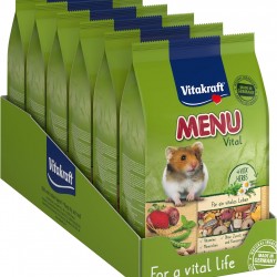 Vitakraft Menu Vital Hamster Food with Vegetables with Nuts, with Vital Vitamins and Minerals, No Added Sugar and Grains (6 x 400 g)