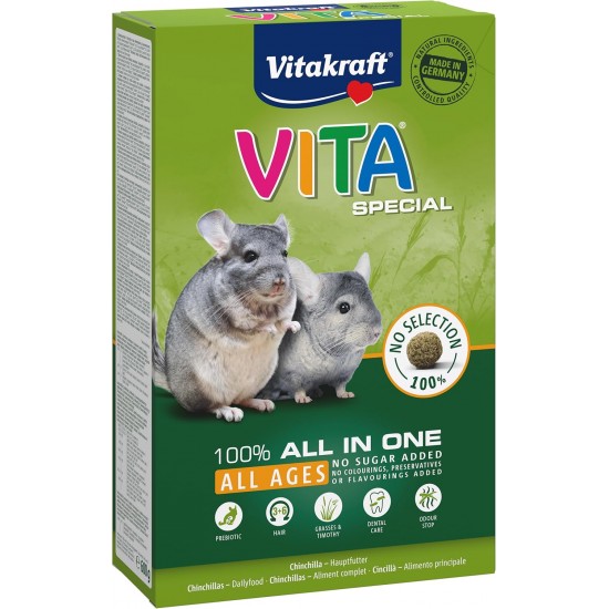 Vitakraft Vita Special All in One Main Food for Chinchillas, 600 Gram Pack (600 g) Vitakraft Vita Special All in One Main Food for Chinchillas, 600 Gram Pack (600 g)