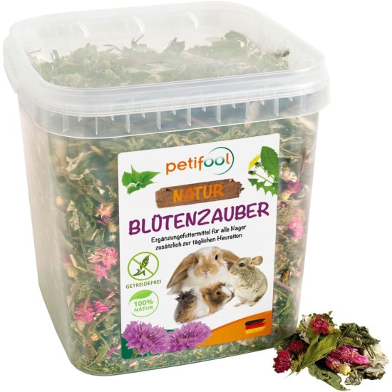 petifool Blütenzauber (flower magic), 360 g, supplementary feed for rodents, natural rodent feed for rabbits, guinea pigs, hamsters, chinchilla & more, no artificial additives, 100% natural, species-appropriate feed petifool Blütenzauber (flower magic), 360 g, supplementary feed for rodents, natural rodent feed for rabbits, guinea pigs, hamsters, chinchilla & more, no artificial additives, 100% natural, species-appropriate feed