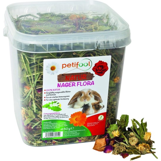petifool Nager Flora, 430 g, complete feed for rodents, natural rodent feed for rabbits and guinea pigs, no artificial additives, 100% natural, species-appropriate feed, herbs and alfalfa petifool Nager Flora, 430 g, complete feed for rodents, natural rodent feed for rabbits and guinea pigs, no artificial additives, 100% natural, species-appropriate feed, herbs and alfalfa