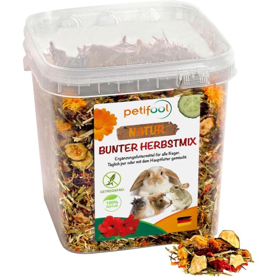 petifool Rodent Supplementary Food "Colourful Autumn Mix", Natural and Healthy Rabbit Food, Pack of 1 (1 x 650 g) petifool Rodent Supplementary Food "Colourful Autumn Mix", Natural and Healthy Rabbit Food, Pack of 1 (1 x 650 g)