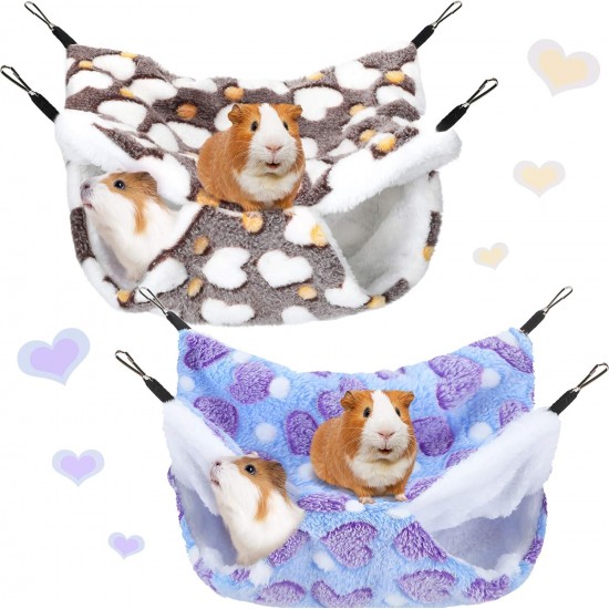2 Pieces Guinea Pig Rat Hammock Guinea Pig Hamster Ferret Accessories for Small Animals Chinchilla Parrot Sugar Glider Squirrel (Purple, Coffee, Heart Pattern) 2 Pieces Guinea Pig Rat Hammock Guinea Pig Hamster Ferret Accessories for Small Animals Chinchilla Parrot Sugar Glider Squirrel (Purple, Coffee, Heart Pattern)