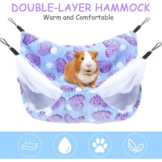 2 Pieces Guinea Pig Rat Hammock Guinea Pig Hamster Ferret Accessories for Small Animals Chinchilla Parrot Sugar Glider Squirrel (Purple, Coffee, Heart Pattern) 2 Pieces Guinea Pig Rat Hammock Guinea Pig Hamster Ferret Accessories for Small Animals Chinchilla Parrot Sugar Glider Squirrel (Purple, Coffee, Heart Pattern)