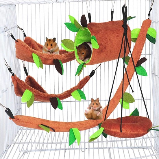 5 Piece Hamster Hammock Set for Sugar Glider - Cage Accessories and Toys for Small Animals Includes Hammock, Hideout, Tunnel, Swing - Ideal for Small Hamsters, Gerbils and Sugar Gliders 5 Piece Hamster Hammock Set for Sugar Glider - Cage Accessories and Toys for Small Animals Includes Hammock, Hideout, Tunnel, Swing - Ideal for Small Hamsters, Gerbils and Sugar Gliders
