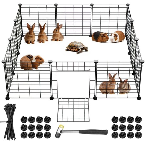 BAKAJI Personalised Metal Fence with Door for Small Pets, Modular Fence for Guinea Pigs, Hamsters, Rabbits, Chinchillas, Indoor and Outdoor (110 x 75 x 39 cm) BAKAJI Personalised Metal Fence with Door for Small Pets, Modular Fence for Guinea Pigs, Hamsters, Rabbits, Chinchillas, Indoor and Outdoor (110 x 75 x 39 cm)