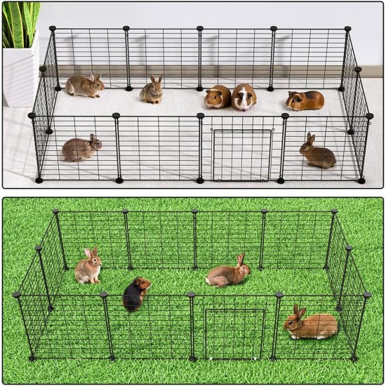 BAKAJI Personalised Metal Fence with Door for Small Pets, Modular Fence for Guinea Pigs, Hamsters, Rabbits, Chinchillas, Indoor and Outdoor (110 x 75 x 39 cm) BAKAJI Personalised Metal Fence with Door for Small Pets, Modular Fence for Guinea Pigs, Hamsters, Rabbits, Chinchillas, Indoor and Outdoor (110 x 75 x 39 cm)
