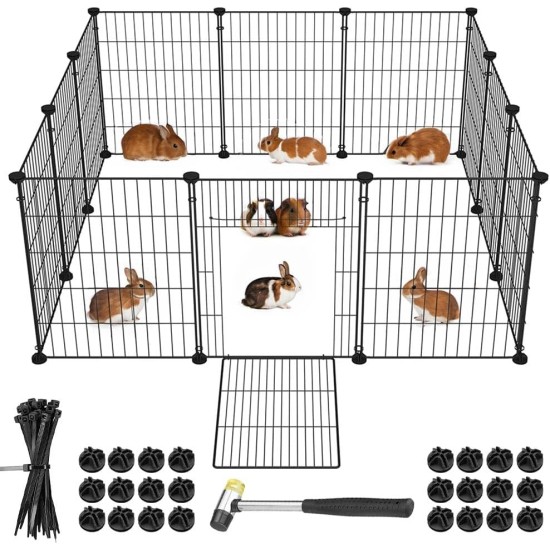 BAKAJI Personalised Metal Fence with Door for Small Pets, Modular Fence for Guinea Pigs, Hamsters, Rabbits, Chinchillas, Indoor and Outdoor (110 x 75 x 39 cm) BAKAJI Personalised Metal Fence with Door for Small Pets, Modular Fence for Guinea Pigs, Hamsters, Rabbits, Chinchillas, Indoor and Outdoor (110 x 75 x 39 cm)